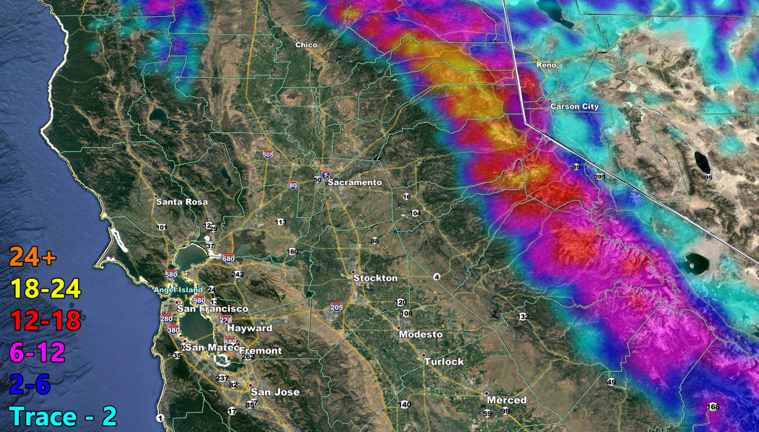 Sunday Storm System Into Northern California; Rain, Flood Risk, and