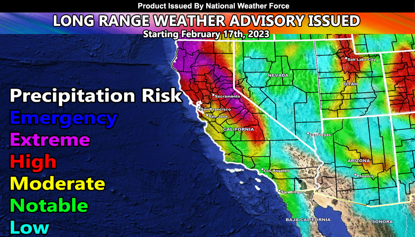 Long Range Weather Advisory Issued for Central and Northern California