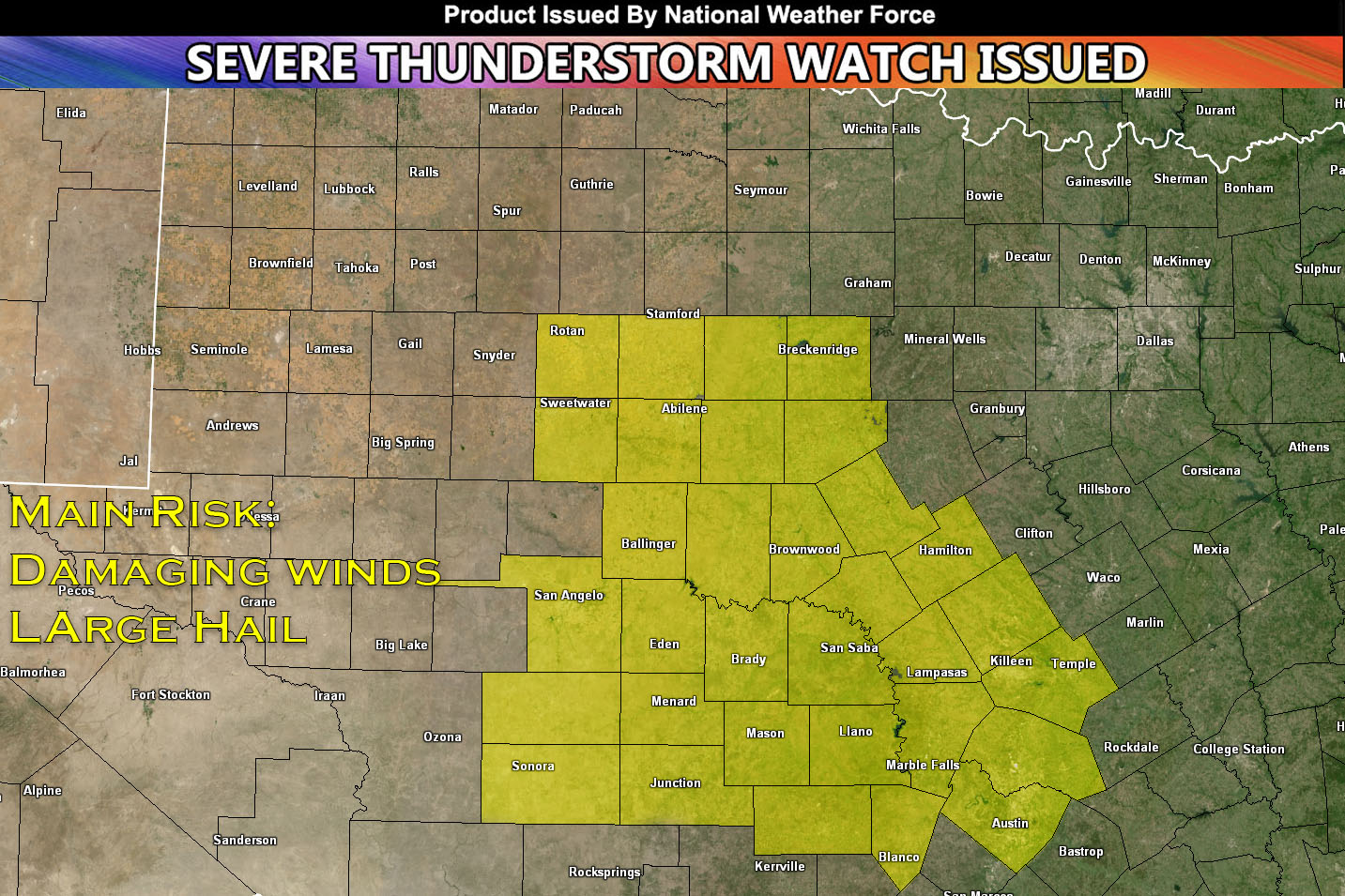 Severe Thunderstorm Watch Issued For Central Texas Until 10pm Cdt National Weather Force 3647
