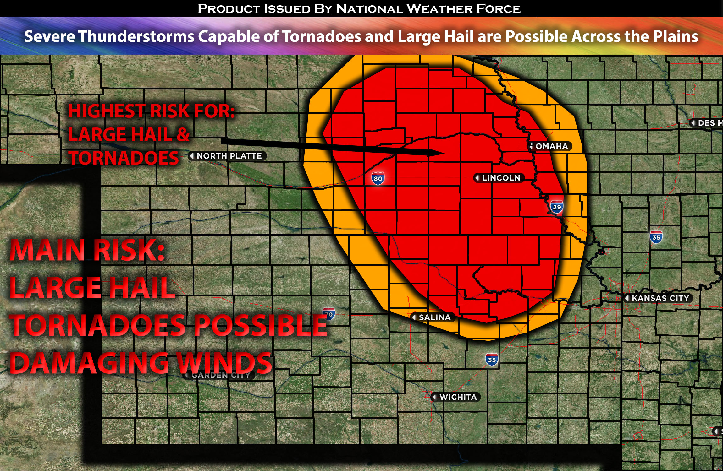 Severe Thunderstorms Capable of Tornadoes and Large Hail are Possible