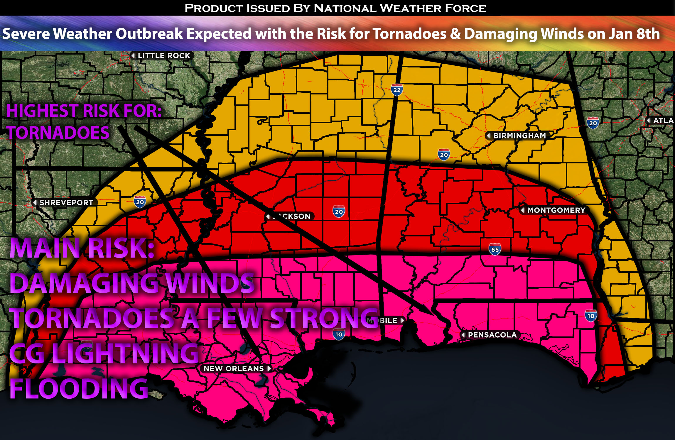 Severe Weather Outbreak Expected with the Risk for Tornadoes & Damaging