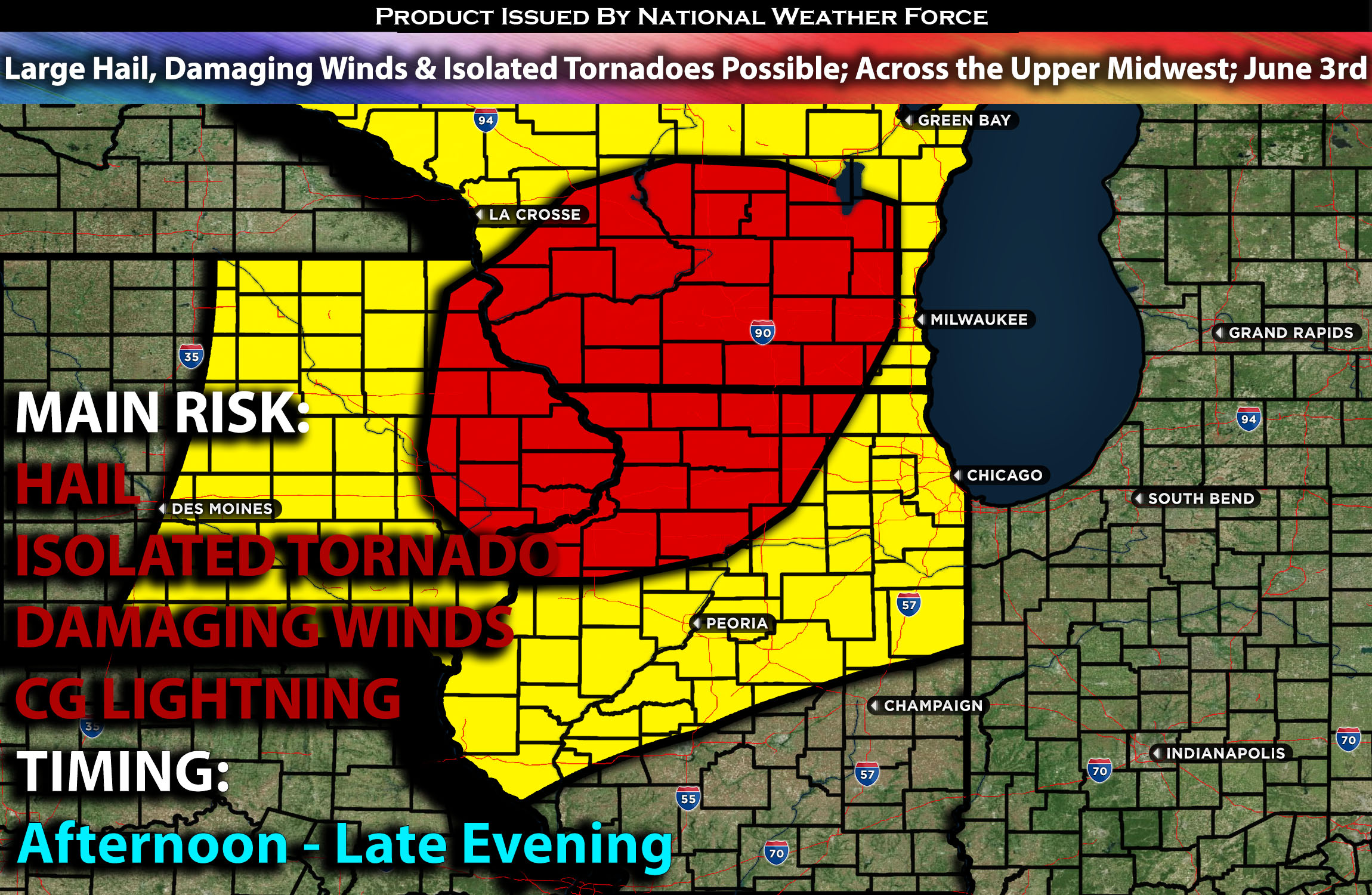 Large Hail, Damaging Winds & Isolated Tornadoes Possible; Across the