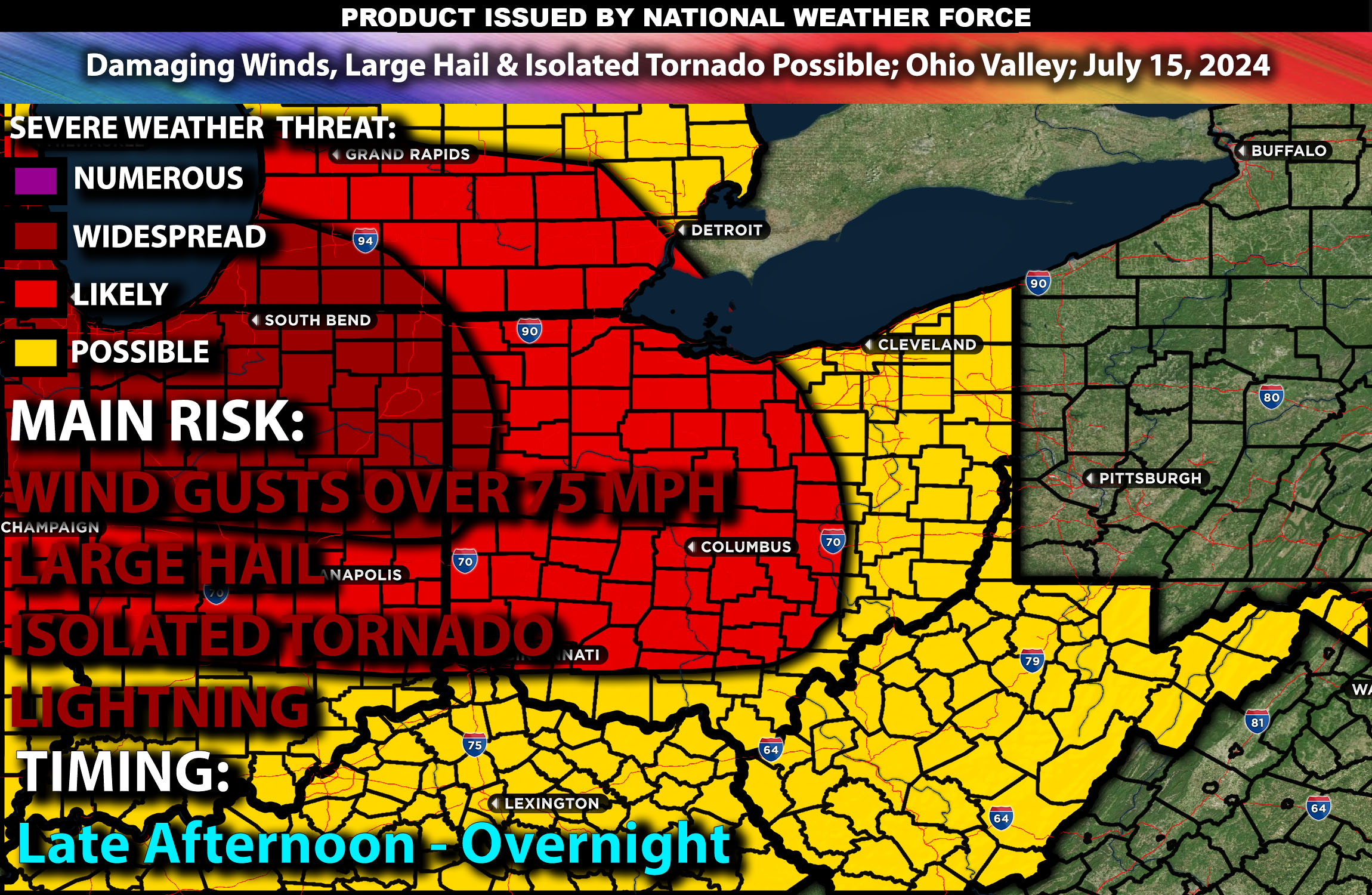 Damaging Winds, Large Hail & Isolated Tornado Possible; Ohio Valley; July 15, 2024